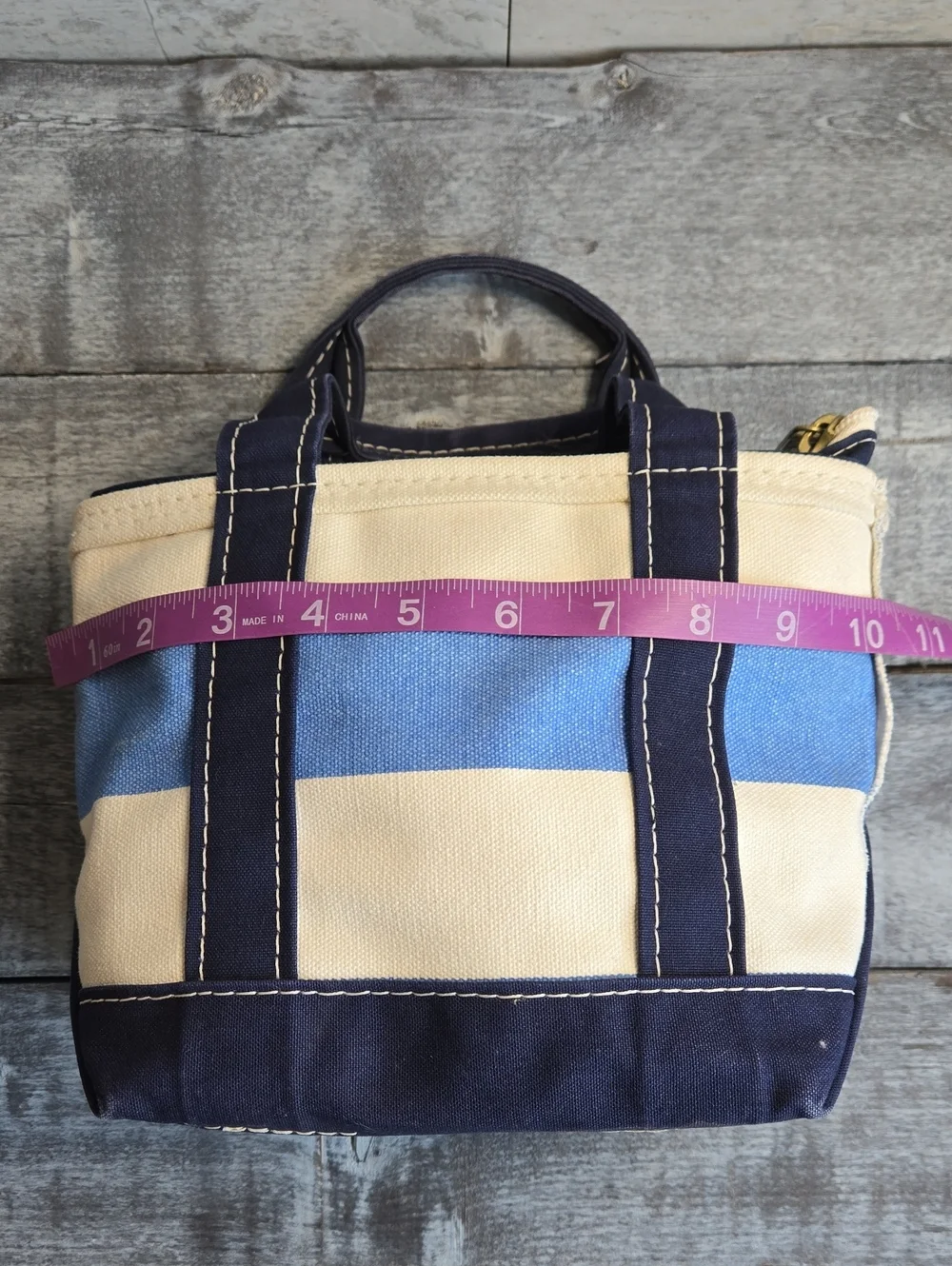 L.L. Bean Vintage Boat And Tote Striped Canvas Bag 90's SKU OAMK6  With Zipper